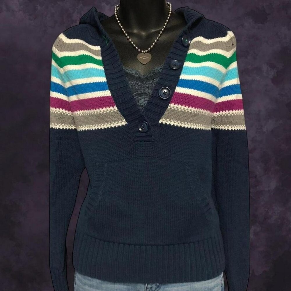 Aeropostale Striped Button Hoodie